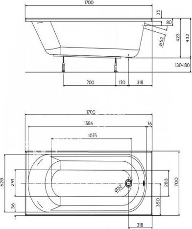 Акриловая ванна KOLO Opal Plus XWP1270000