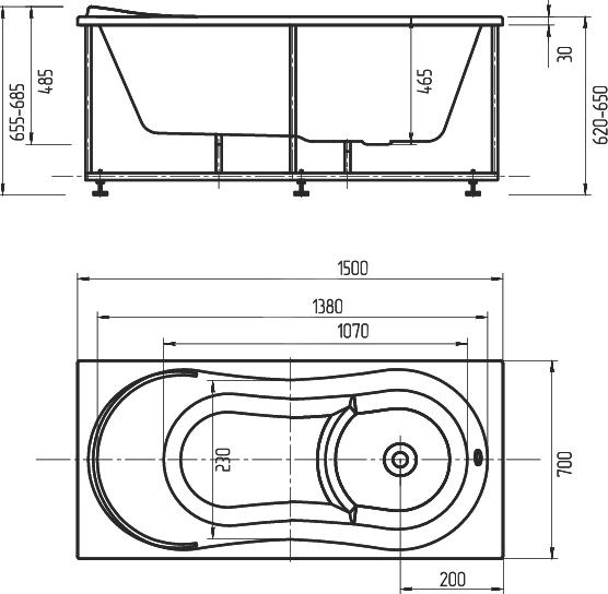 Акриловая ванна Aquatek Афродита 150x70 см AFR150-0000043, белый