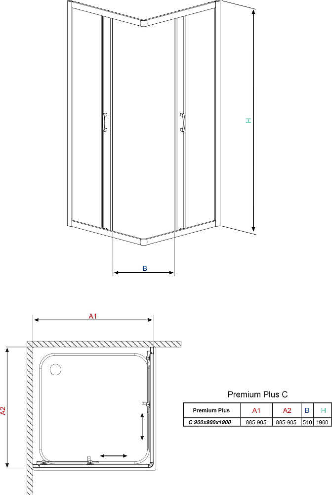 Душевой уголок Radaway Premium Plus C 90x190 прозрачное стекло