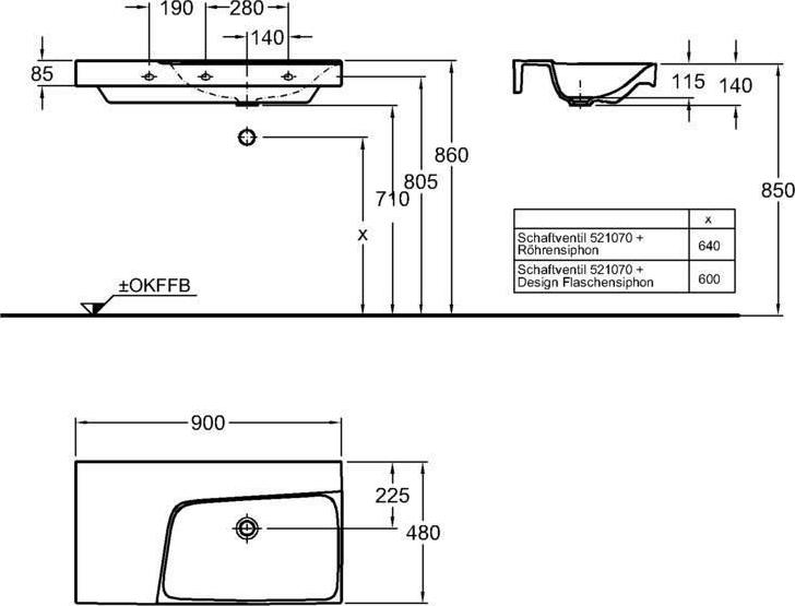 Раковина 90 см Geberit (Keramag) Xeno2 127293000, белый