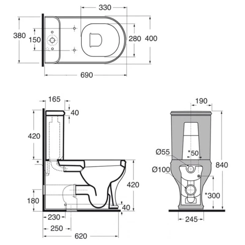 Напольный унитаз Azurra Charme, белый, CHVCMP000000BI/(CHA100/MBP bi)/CHCSMB000000/(CHA400/MBL bi)