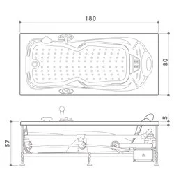 Акриловая ванна Jacuzzi Hexis 9F43-238A/9F23-6480/ белый