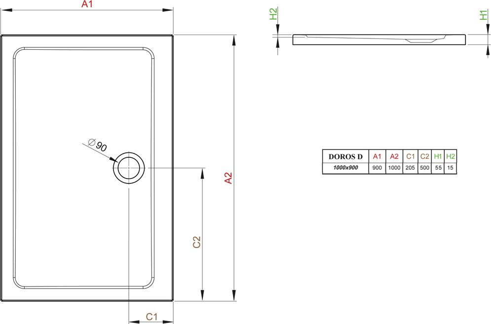 Поддон для душа Radaway Doros D90x100