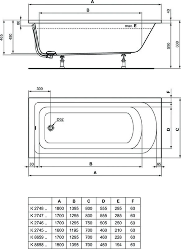 Акриловая ванна Ideal Standard Hotline K274601 белый