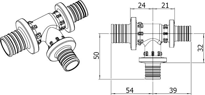 Тройник Rehau Rautitan PX 32-20-20