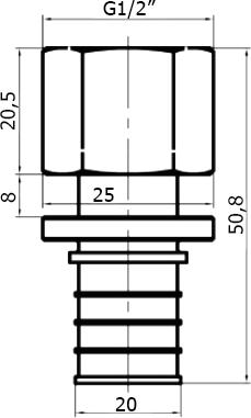 Переходник Stout SFA 0002 20xG 1/2" аксиальный с внутренней резьбой