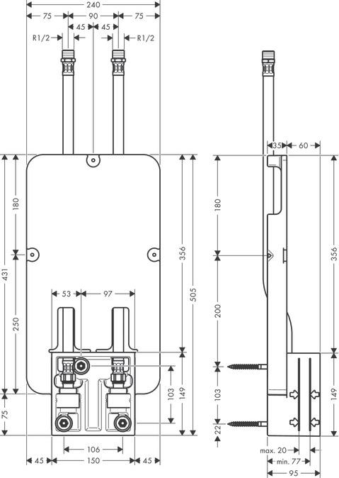 Скрытая часть верхнего душа Axor ShowerSolutions 35363180