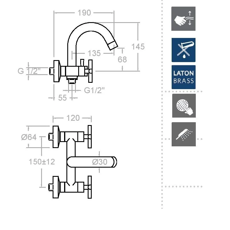 Смеситель для ванны с душем Ramon Soler Rs Cross 6205MO хром