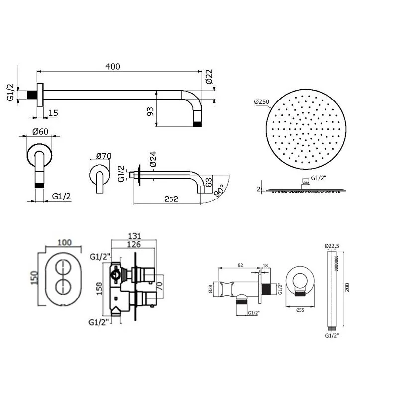 Душевая система Plumberia Selection Ixo KITXOT19BO260 белый