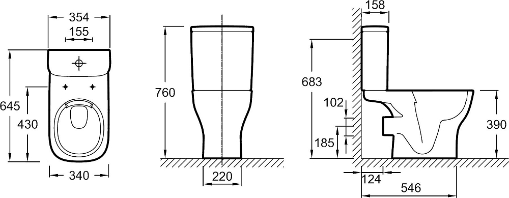 Напольный унитаз Jacob Delafon Struktura UJX102-00 с бачком ETE212-00 безободковый