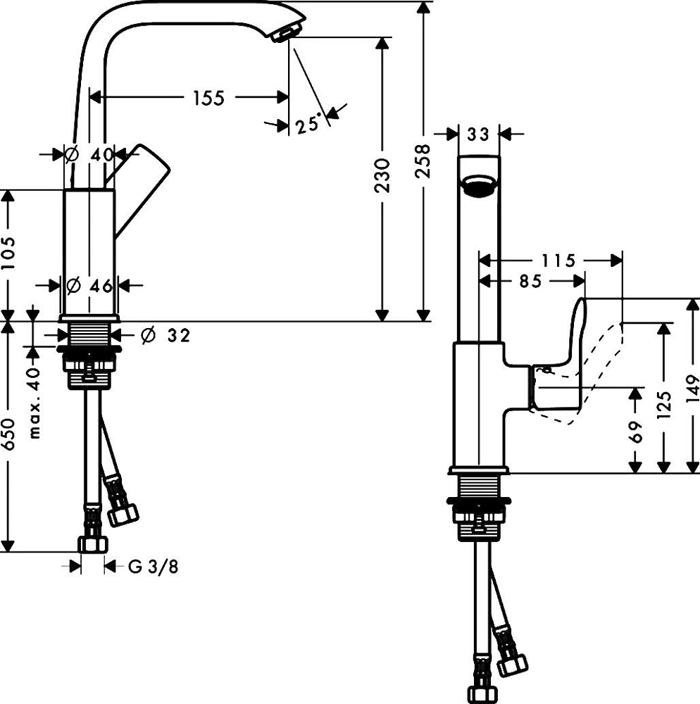 Смеситель для раковины Hansgrohe Metris 31187000, хром