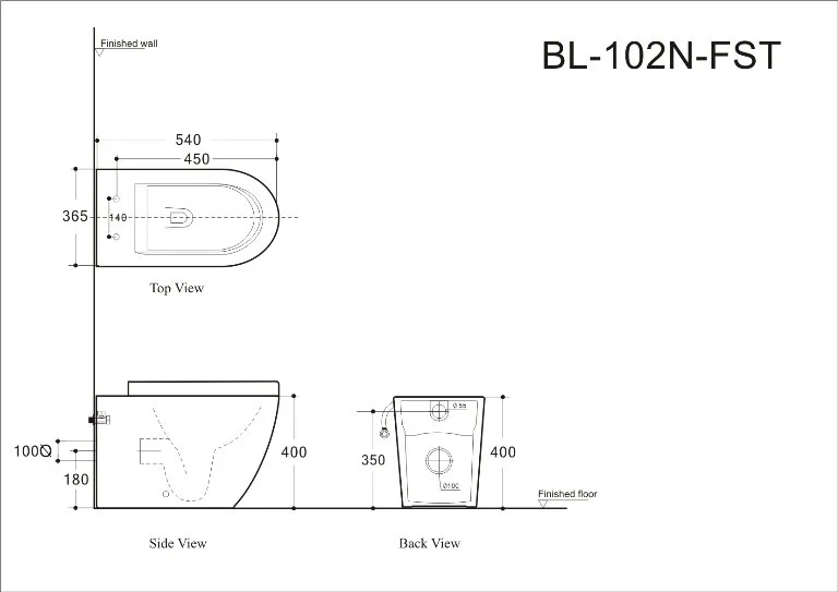 Приставной унитаз Aquanet Cetus-F BL-102N-FST (203344) Rimless, с крышкой-сиденьем Soft Close - Slimseat BL-005, безободковый