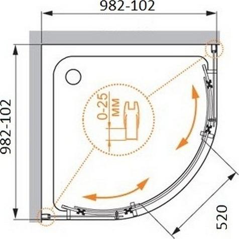 Душевой уголок Cezares STYLUS-O-M-R-2-100-C-Cr стекло прозрачное