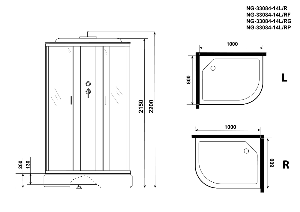 Душевая кабина Niagara Classic 330844LG стекло матовое, профиль серебро