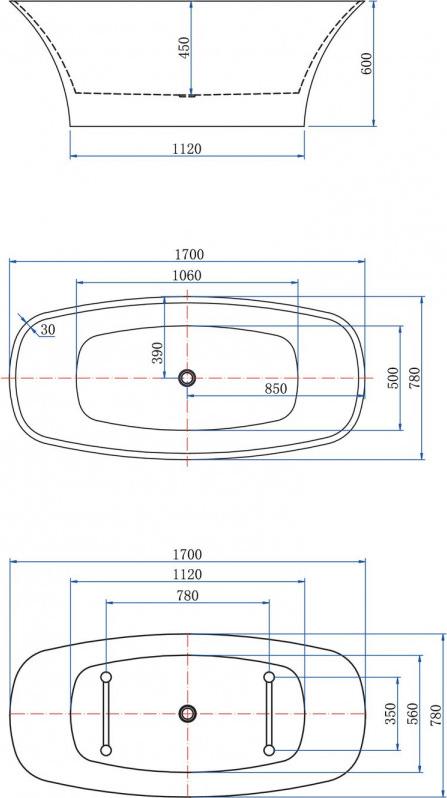 Акриловая ванна Aquanet Family Smart 170x80 88778-GB, черный глянец