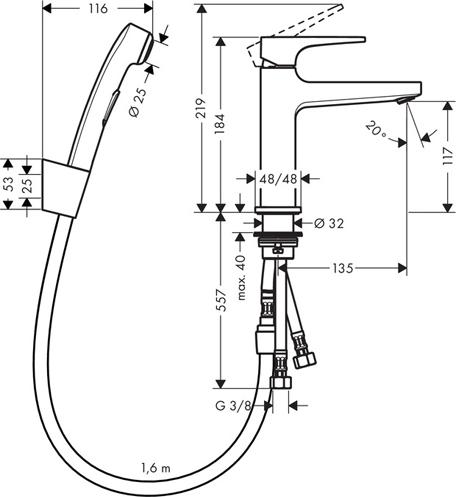 Смеситель для раковины Hansgrohe Metropol 110 74522000