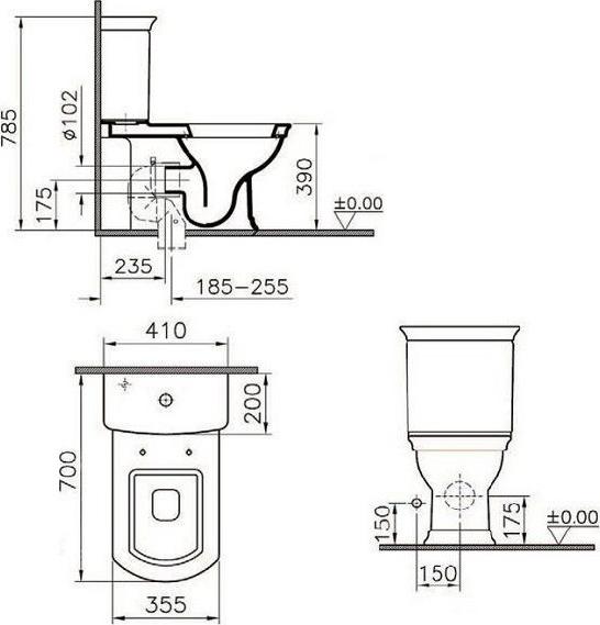 Унитаз-компакт VitrA Serenada 9722B003-7204 с деревянной крышкой-сиденьем