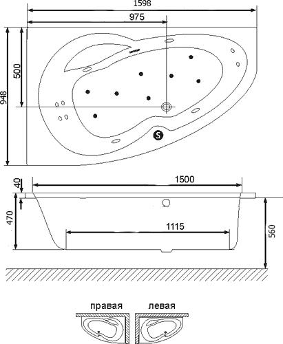 Акриловая ванна Excellent Newa 160x95 левая