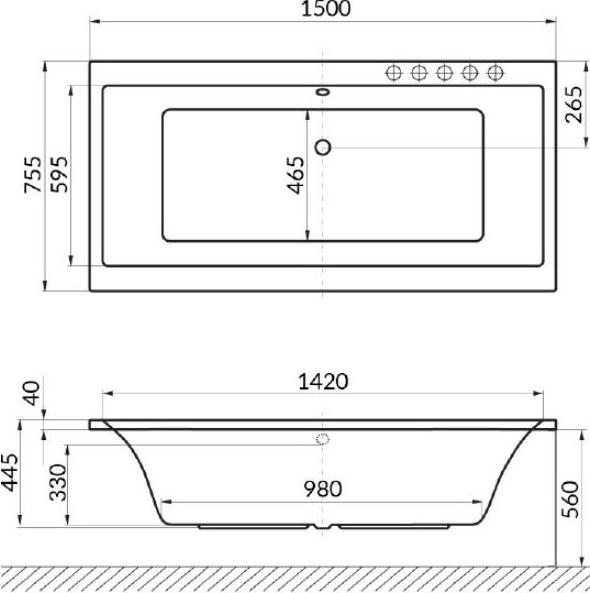 Акриловая ванна Excellent Pryzmat 150x75