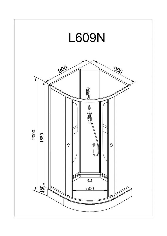 Душевая кабина Deto L L609NGM