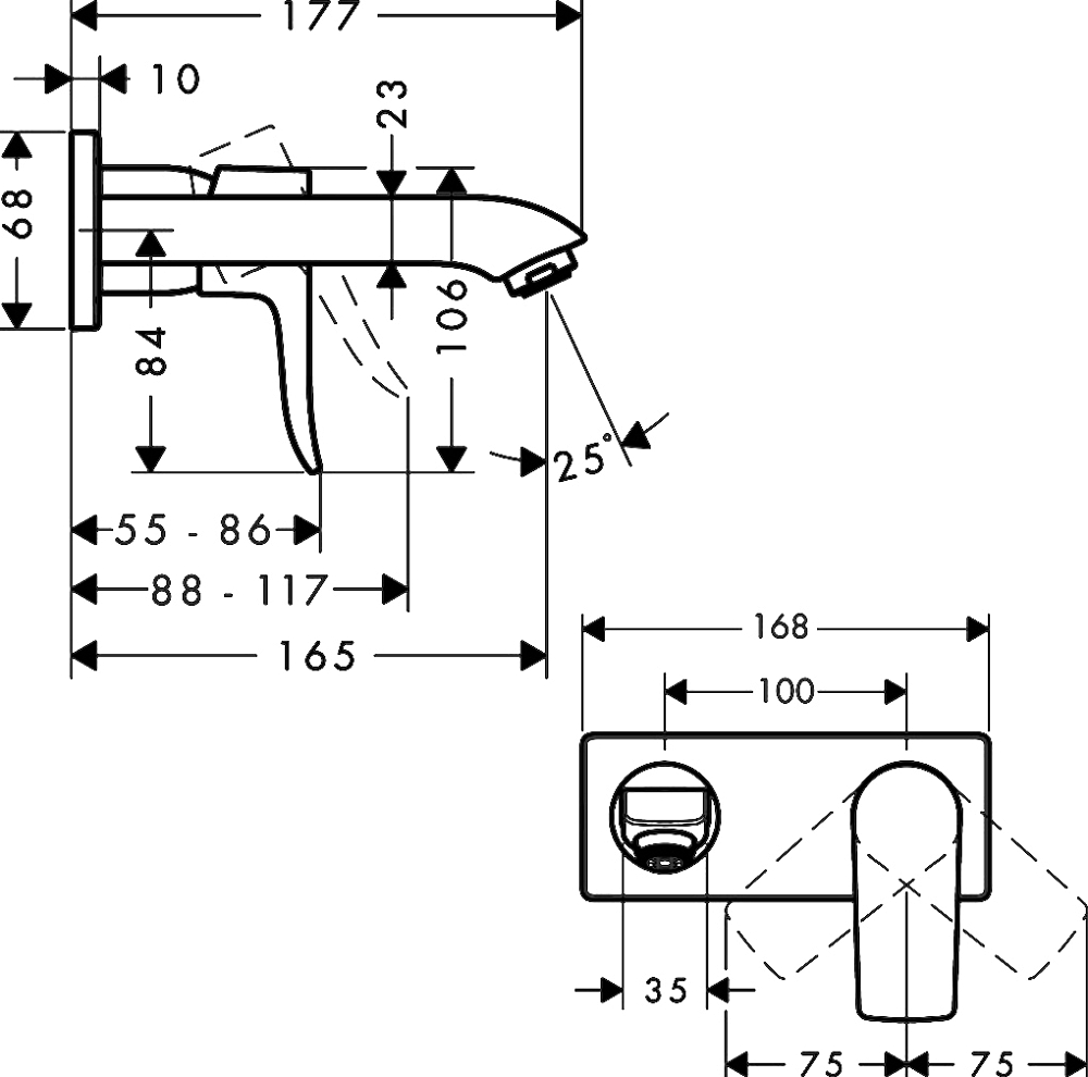 Смеситель для раковины Hansgrohe Metris 31085000, хром