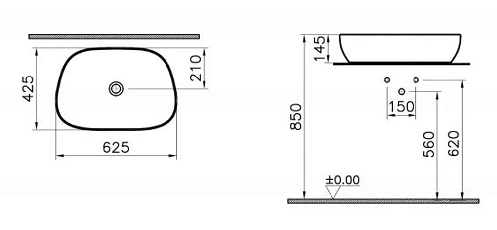 Раковина накладная VitrA Outline 5993B403-0016 белый