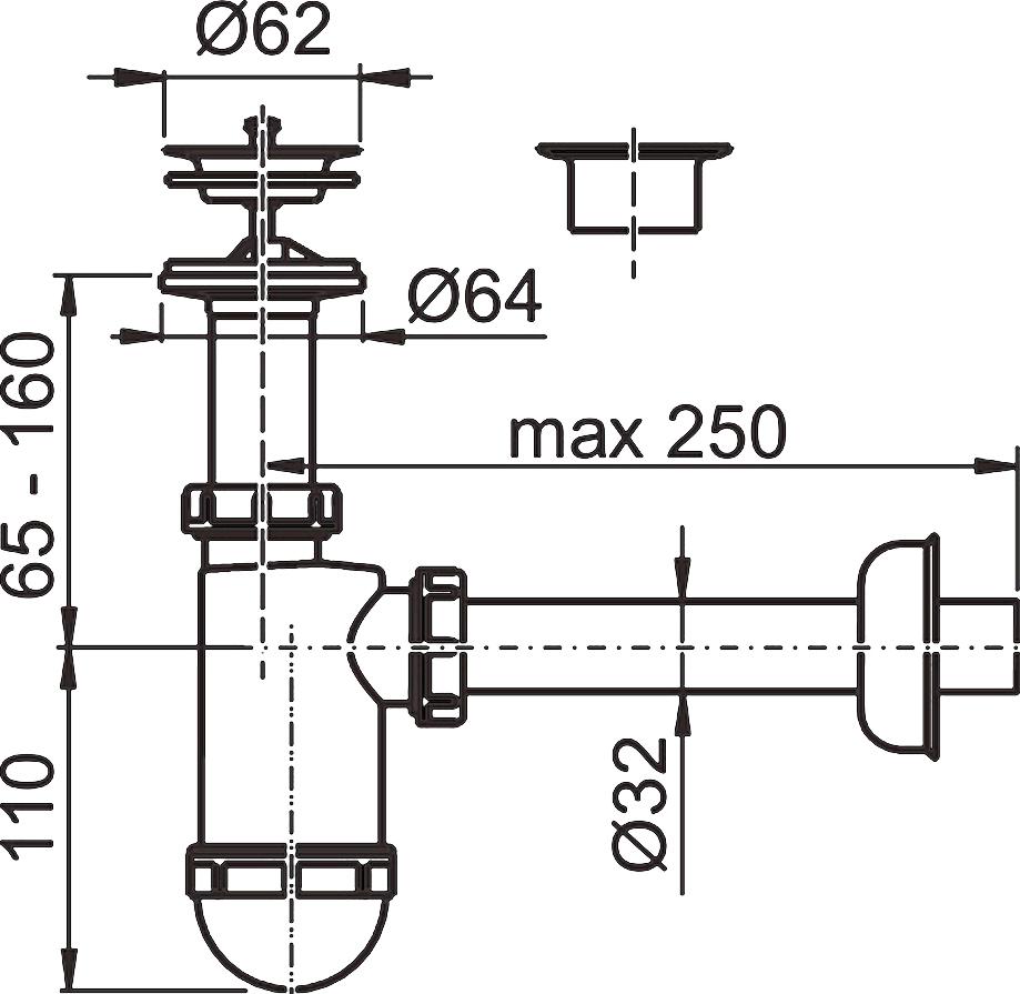 Сифон для раковины AlcaPlast A410