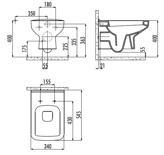 Подвесной унитаз Creavit Sphinx SP321(SP320.00100)