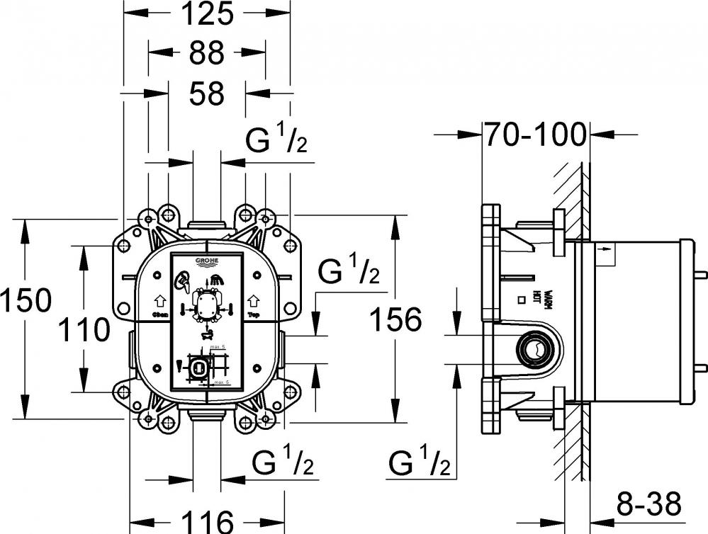 Скрытая часть Grohe Rapido E 35501000