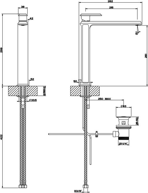 Смеситель для раковины Gessi Eleganza 46003#706, черный металлик