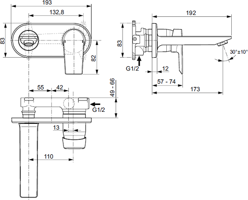 Смеситель для раковины Ideal STANDARD Tesi A 6578 AA встраиваемый хром