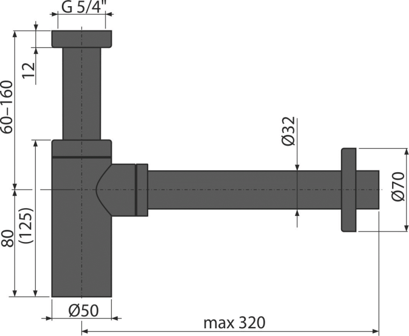 Сифон для раковины AlcaPlast A400 Black