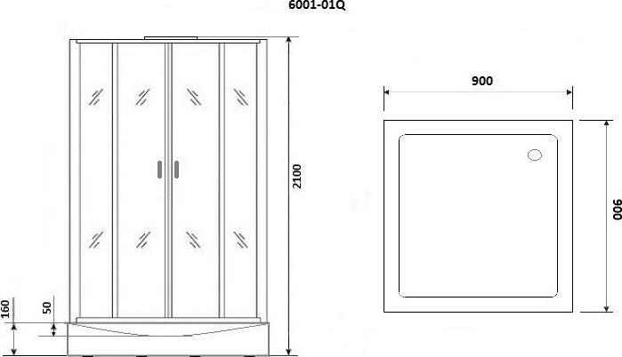 Душевая кабина Niagara Premium 60010114Q 90х90х210 стекло прозрачное