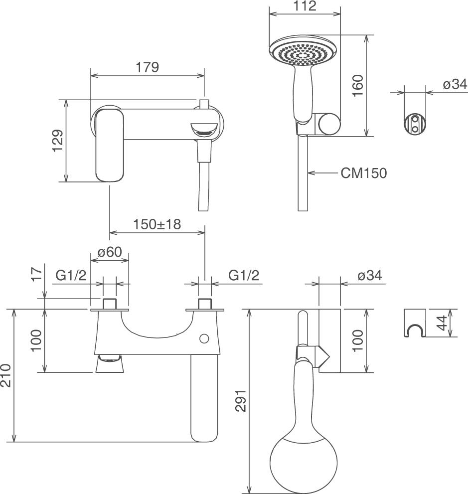 Смеситель La Torre Laghi 44020.CR для ванны с душем