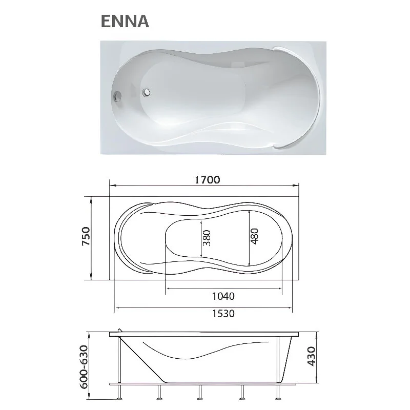 Акриловая ванна 1MarKa Enna 01эн1775кс2+ белый