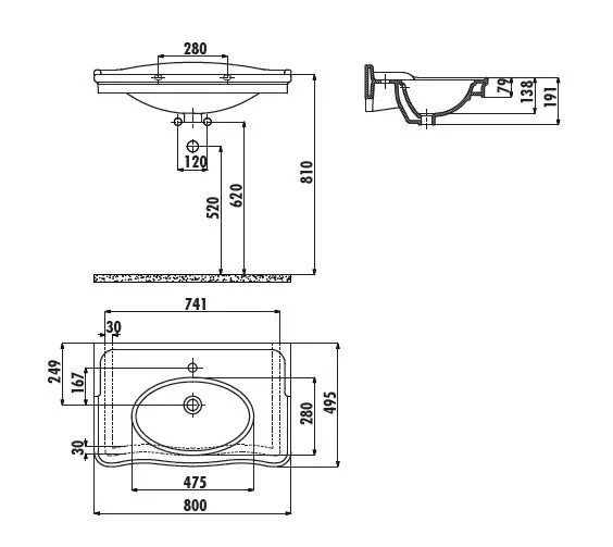 Раковина Creavit Antik AN080-00CB00E-0000 белый