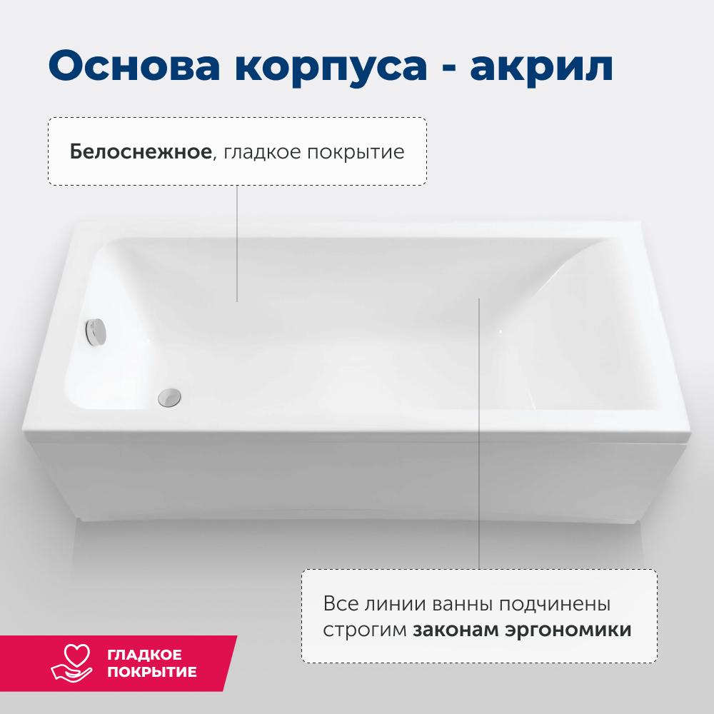 Акриловая ванна Aquanet Bright 180х80 белый