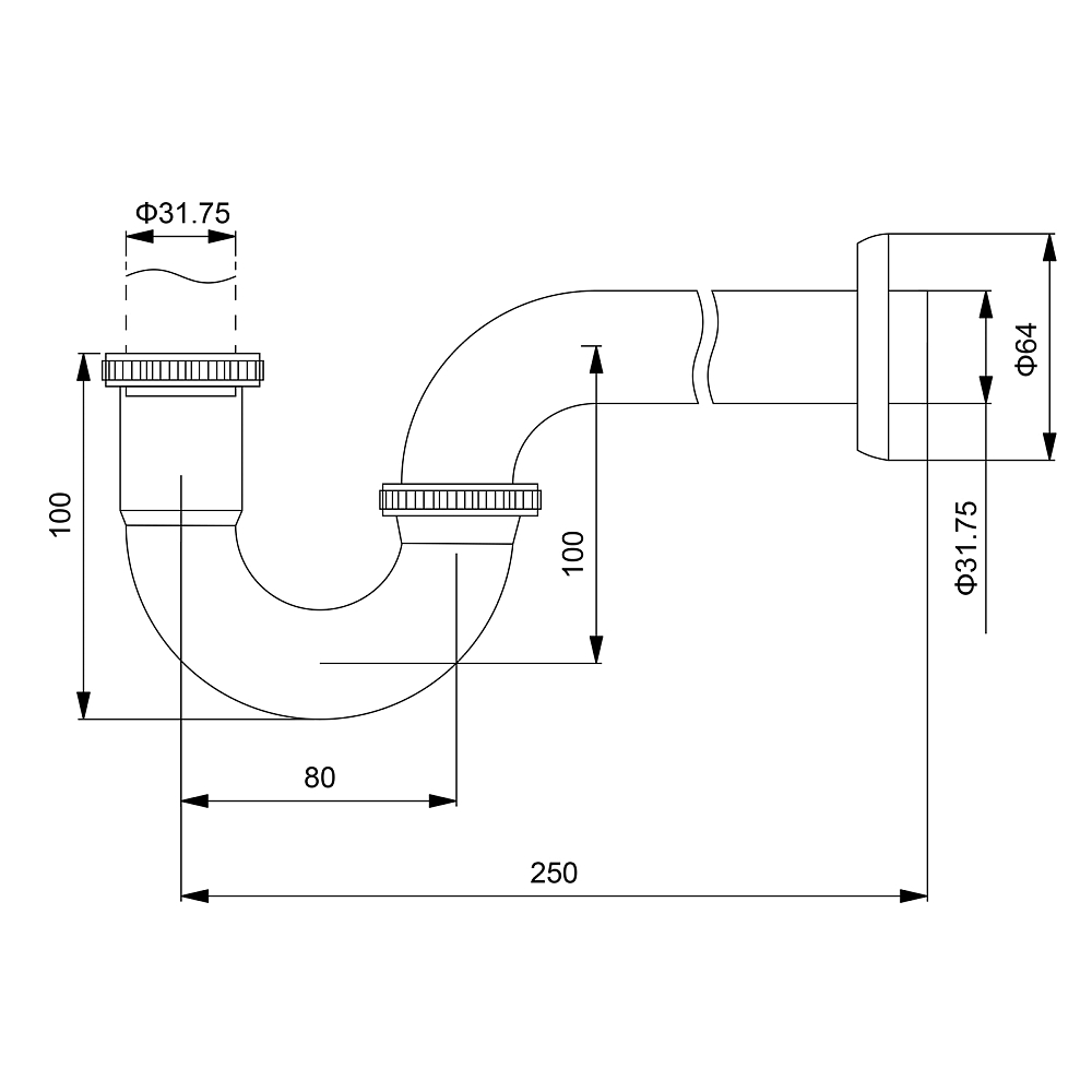 Сифон Timo 961/03L черный