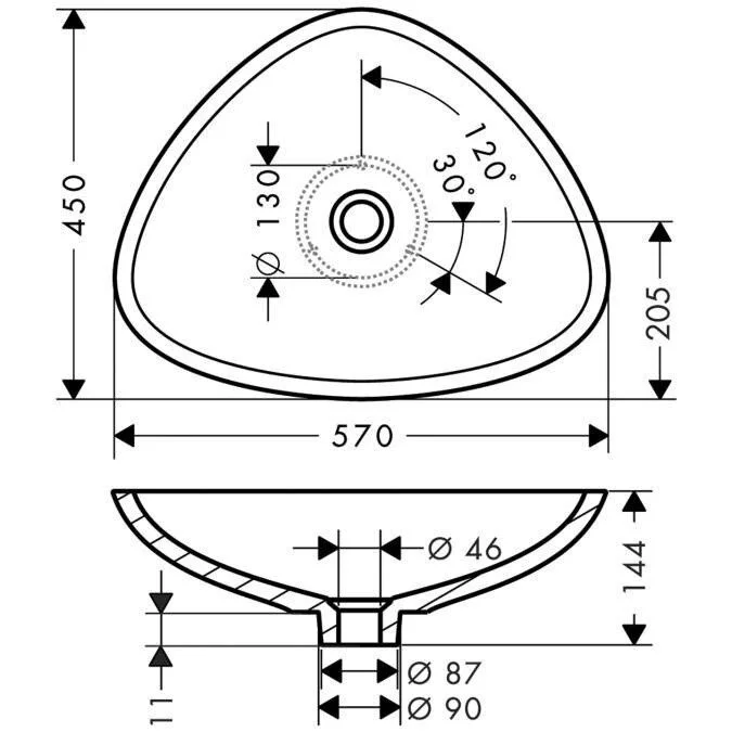 Раковина накладная Axor Massaud 42305000 белый