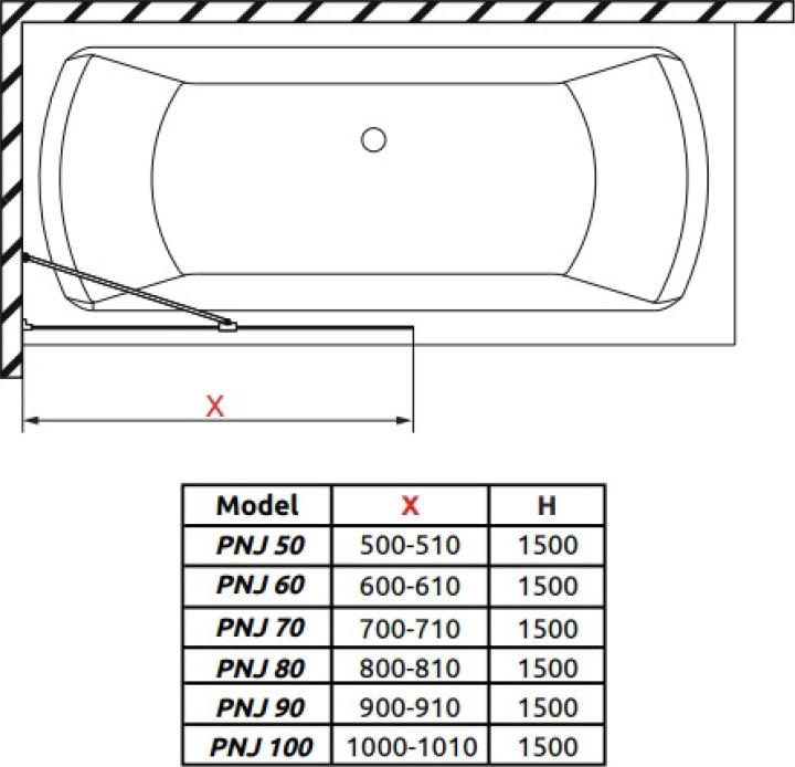 Шторка для ванной Radaway Idea Black PNJ II 60 10001060-54-01