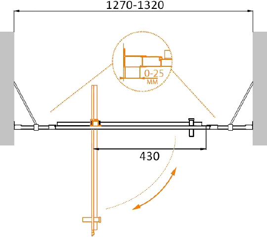 Душевая дверь в нишу Cezares MOLVENO-BA-12-70+60-P-Cr стекло punto