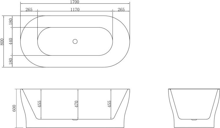 Акриловая ванна BelBagno 170х80 BB405-1700-800