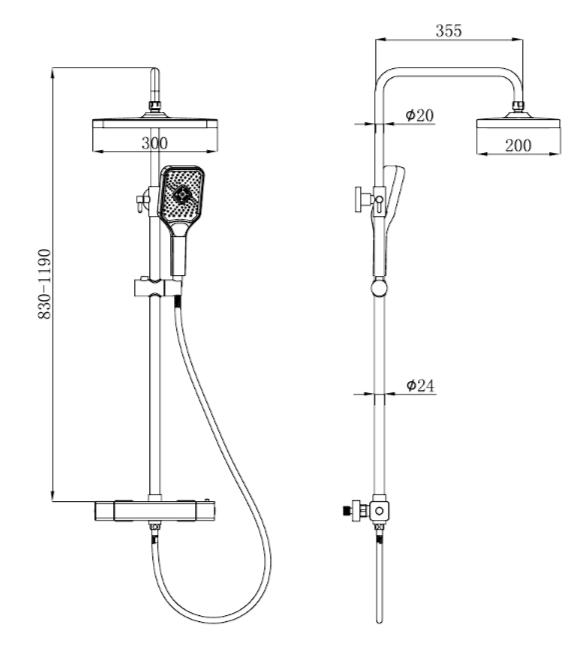 Душевая стойка beWash BV0TMSS6121 со смесителем, термостат, хром