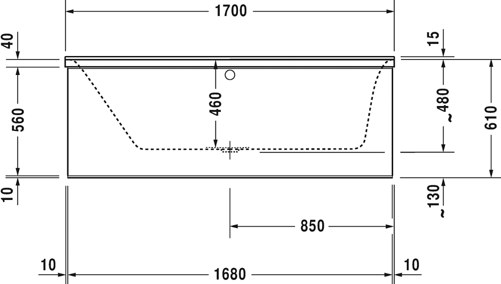 Акриловая ванна Duravit P3 Comforts 170x75 700375 с ножками 790100