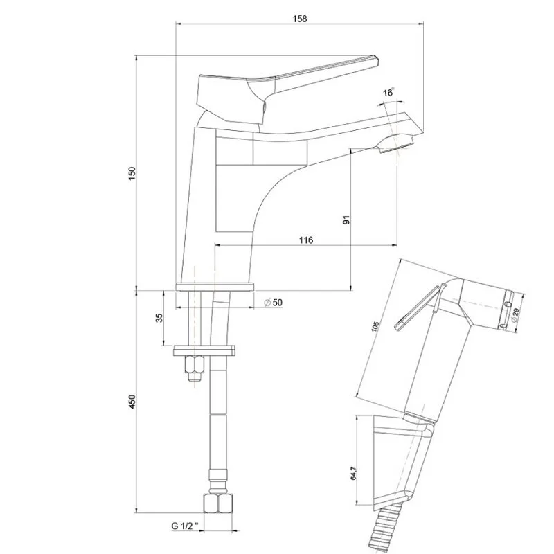 Смеситель для раковины Paini Messina MECR205/574 хром