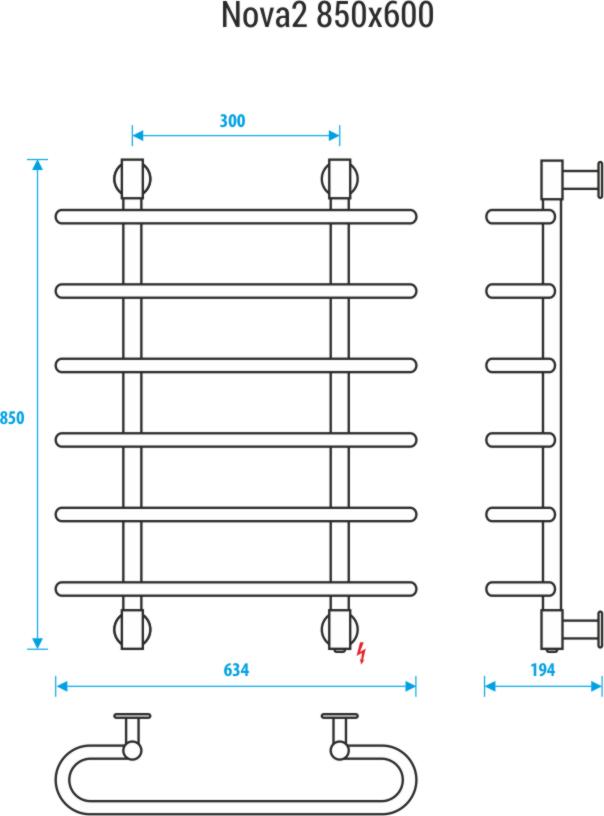 Полотенцесушитель электрический Energy Nova2 850x600, EETR0NOVA2856000000