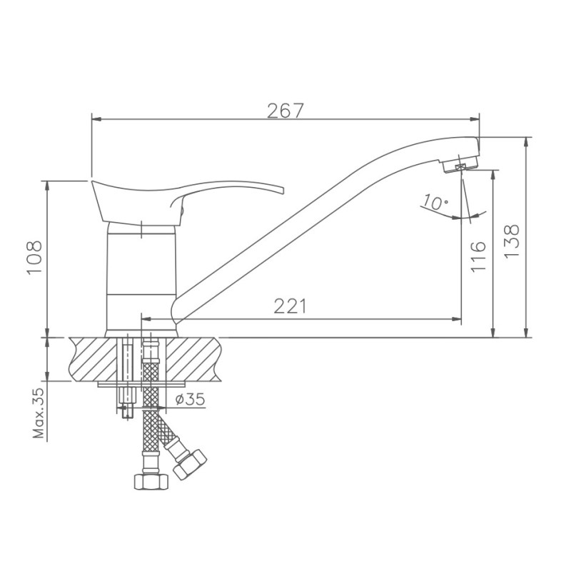 Смеситель для кухни Haiba HB4401 хром