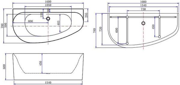 Акриловая ванна Allen Brau Priority 5 А 160x78 2.31005.21B правая, белый матовый