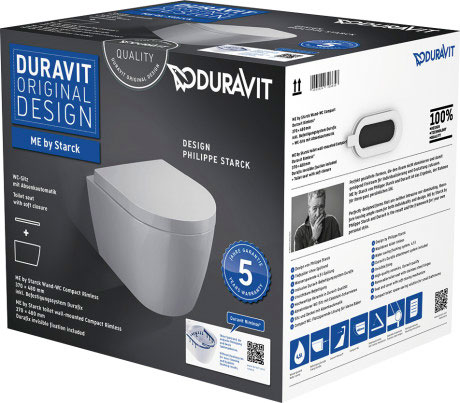 Подвесной унитаз Duravit ME By Starck Rimless 45300900A1 безободковый с сиденьем микролифт