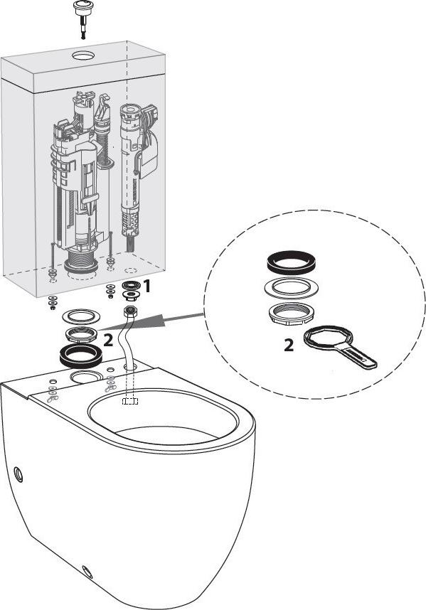 Механизм двойного слива Kerasan 750990 Geberit, хром